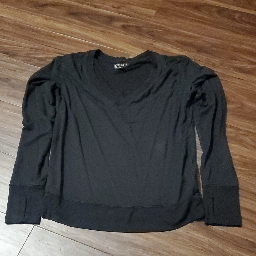 Athleta Black Long Sleeve V-Neck Top